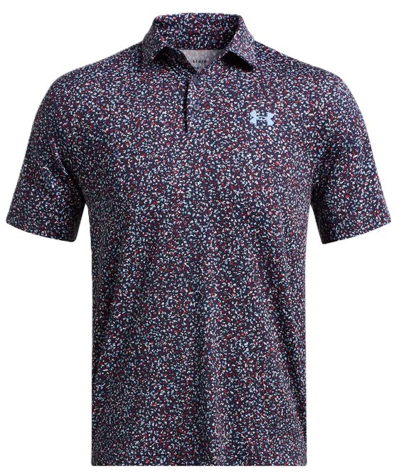 Under Armour Playoff 3.0 Printed Herren Poloshirt, blau/weinrot