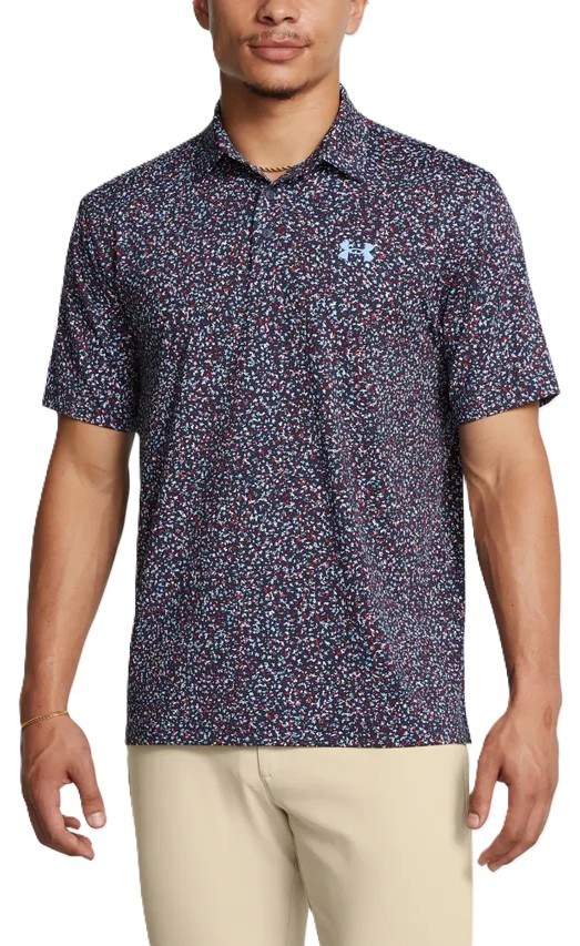 Under Armour Playoff 3.0 Printed Herren Poloshirt, blau/weinrot