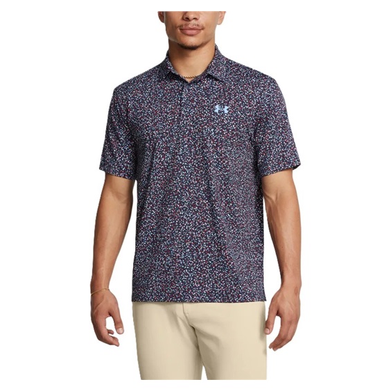 Under Armour Playoff 3.0 Printed Herren Poloshirt, blau/weinrot