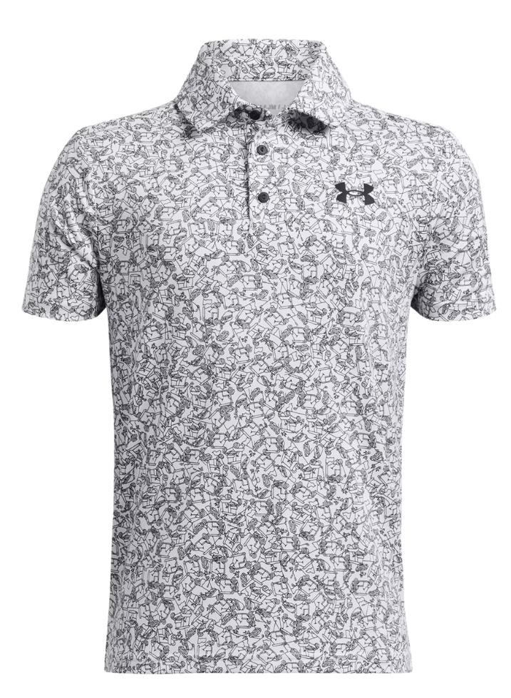 Under Armour Playoff Printed Junior Poloshirt, weiss/schwarz