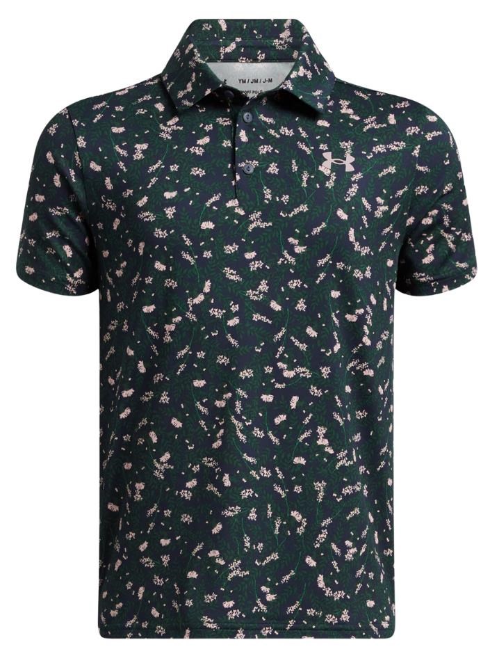 Under Armour Playoff Printed Junior Poloshirt, midnight navy/forest green