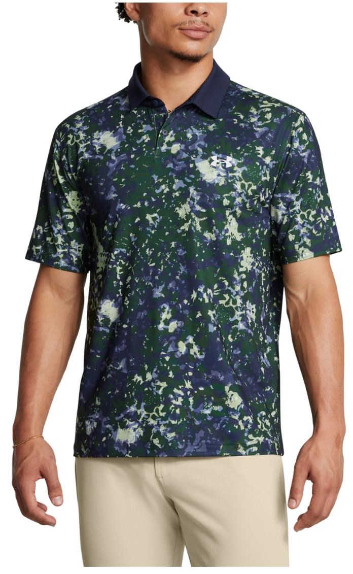 Under Armour T2G Printed Herren Poloshirt, retro green/midnight navy