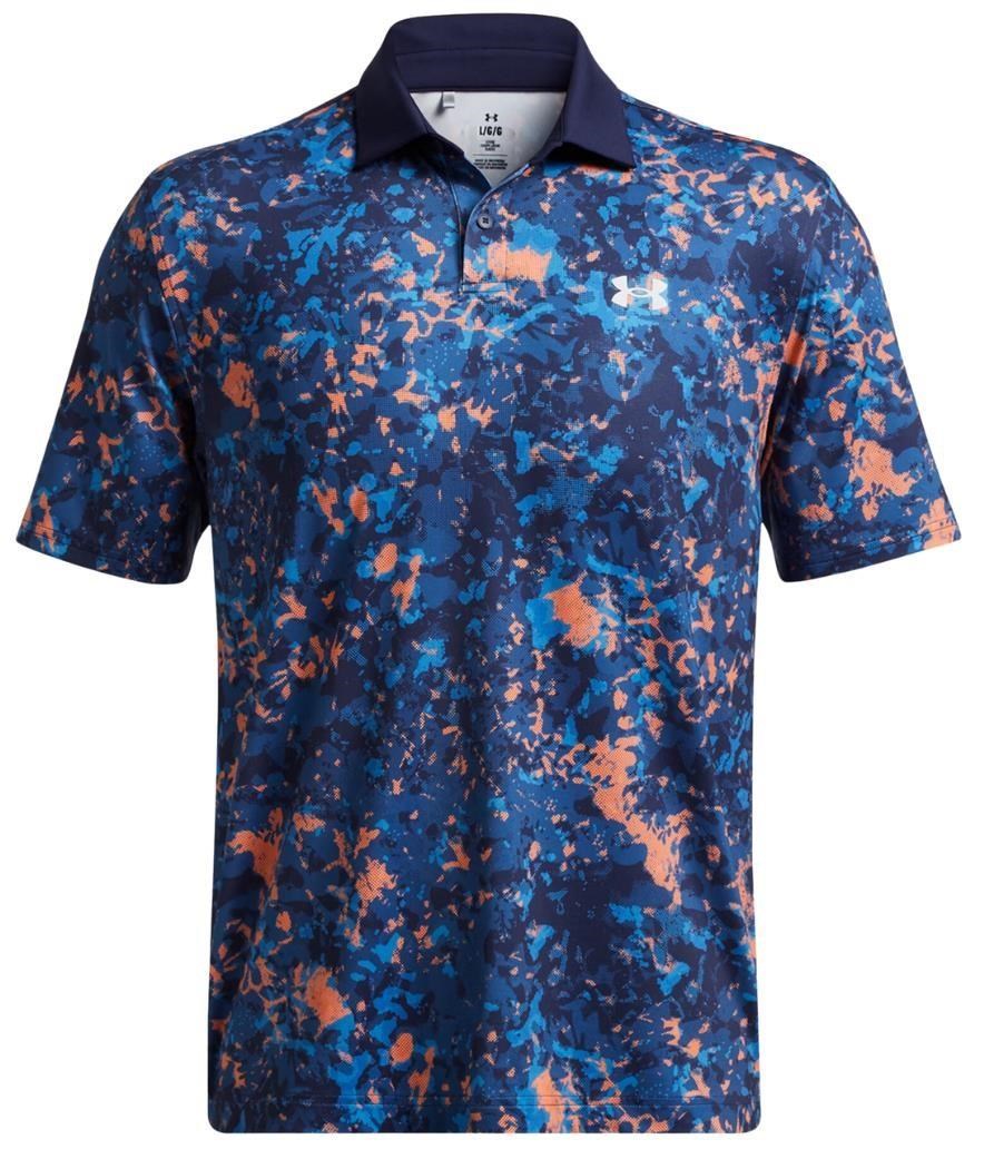 Under Armour T2G Printed Herren Poloshirt, flare orange/tech blue