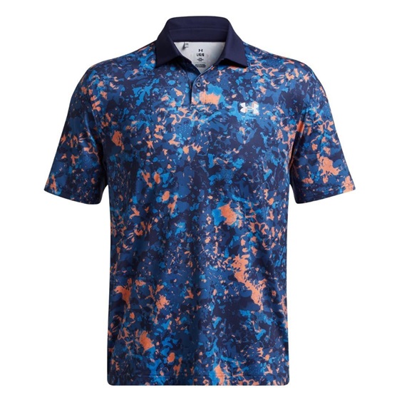 Under Armour T2G Printed Herren Poloshirt, flare orange/tech blue