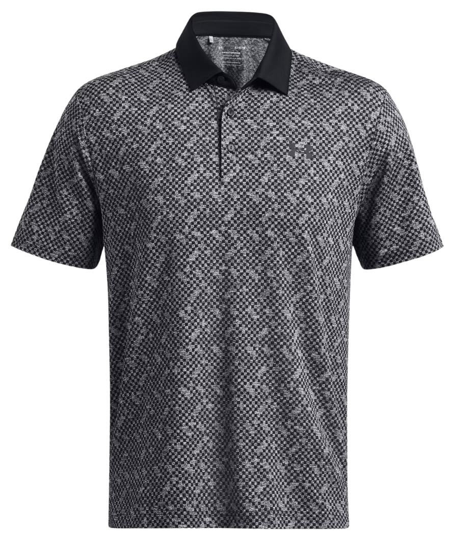 Under Armour Playoff 3.0 Check Jaquard Herren Poloshirt, schwarz/weiss