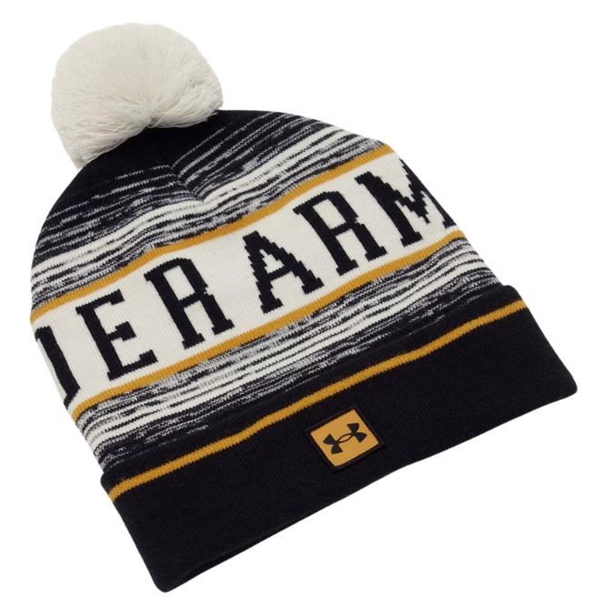 Under Armour Halftime Pom Beanie Wintermütze, summit white/golden yellow