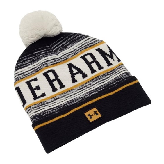 Under Armour Halftime Pom Beanie Wintermütze, summit white/golden yellow
