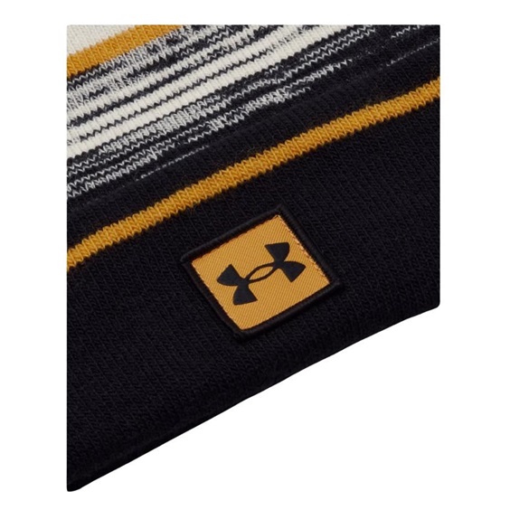 Under Armour Halftime Pom Beanie Wintermütze, summit white/golden yellow