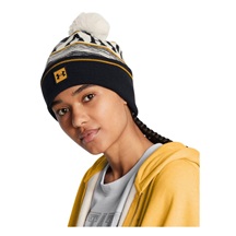 Under Armour Halftime Pom Beanie Wintermütze, summit white/golden yellow