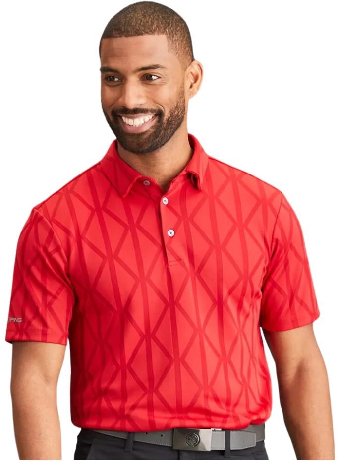 PING Lenny Jacquard Herren Poloshirt, rot