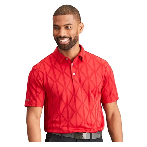 PING Lenny Jacquard Herren Poloshirt, rot