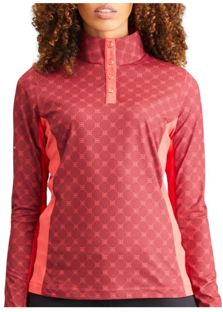 PING Lolette Printed Damen Poloshirt, tibetan red multi/cayenne