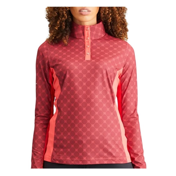 PING Lolette Printed Damen Poloshirt, tibetan red multi/cayenne