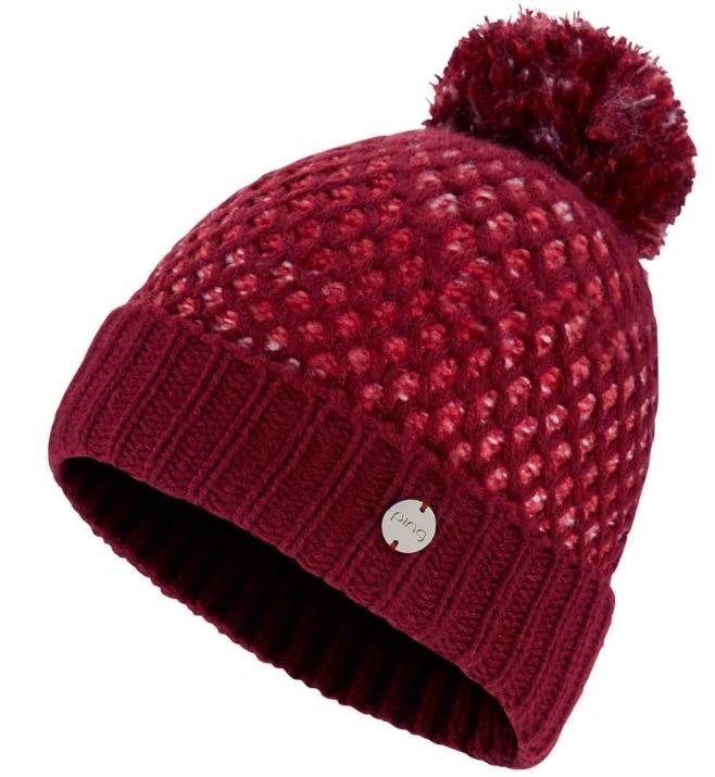 PING Oti Textured Knit Bobble Herren Wintermütze, tibetan red multi