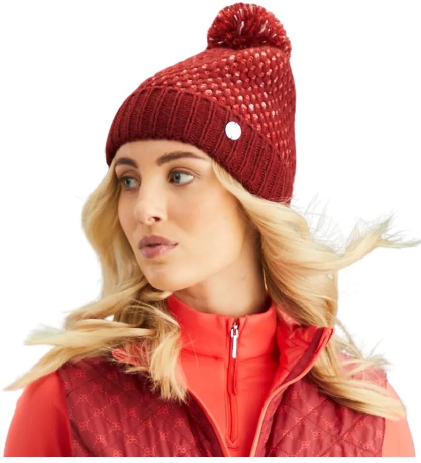 PING Oti Textured Knit Bobble Herren Wintermütze, tibetan red multi