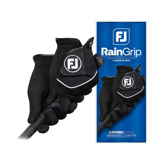 FootJoy RainGrip 24 Herren Golfhandschuhe (Paar), Schwarz