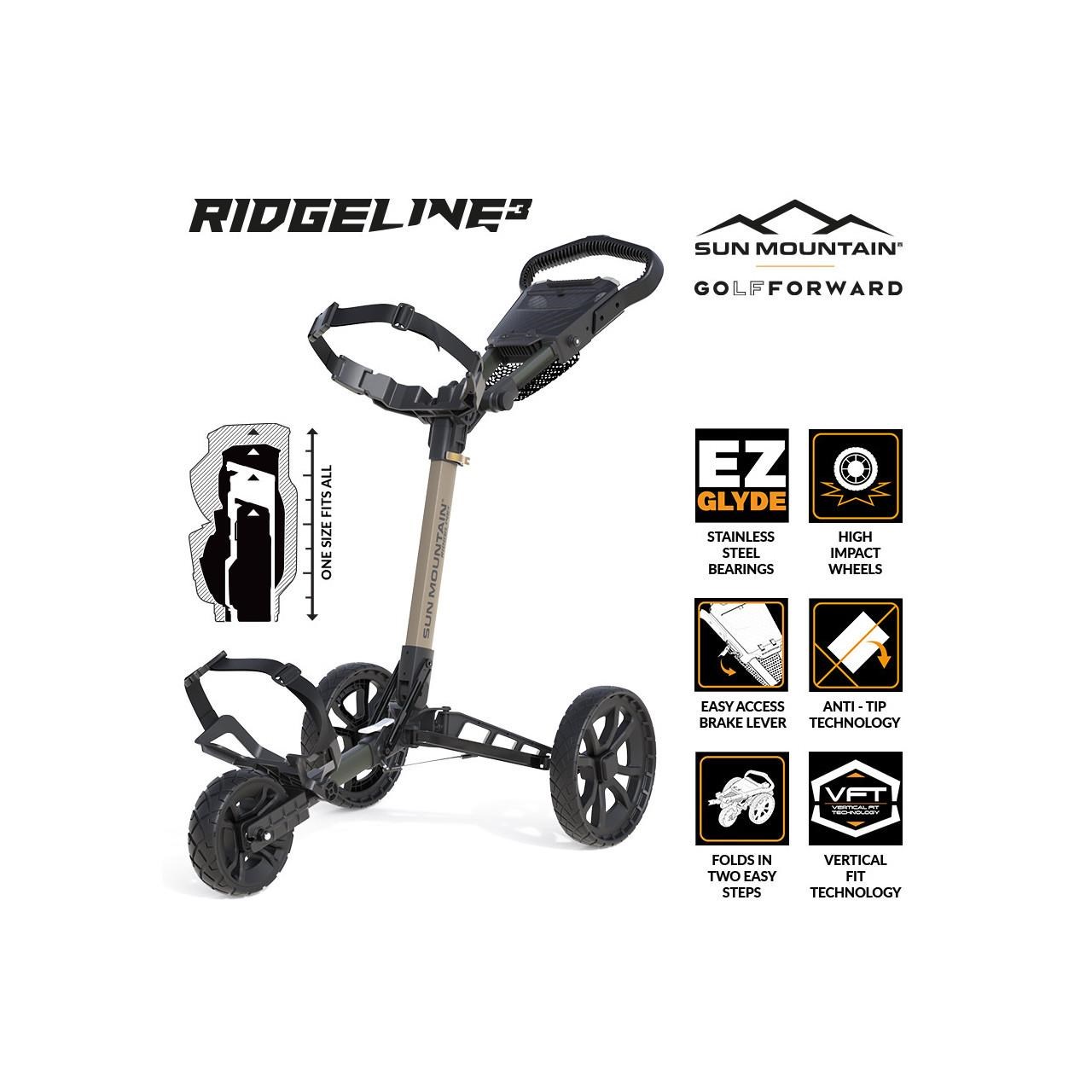 Sun Mountain Ridgeline 3 Manuell Golftrolley, sand/hunter