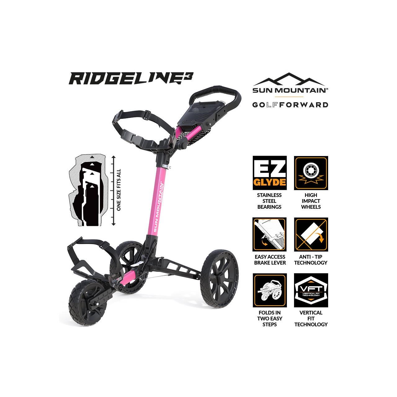 Sun Mountain Ridgeline 3 Manuell Golftrolley, rosa