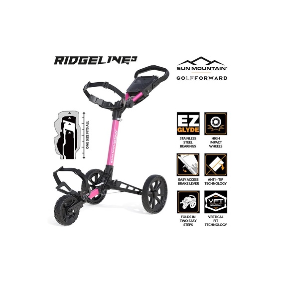 Sun Mountain Ridgeline 3 Manuell Golftrolley, rosa