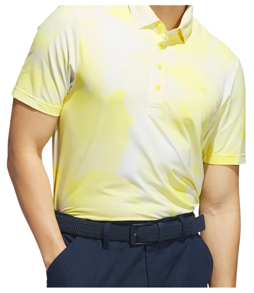 Adidas Ultimate365 Tour Printed Herren Poloshirt, white/powder yellow