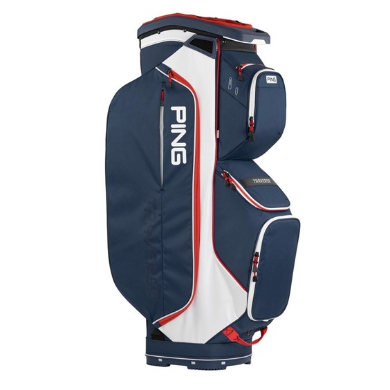 Ping Traverse Cartbag, blau/weiss/rot