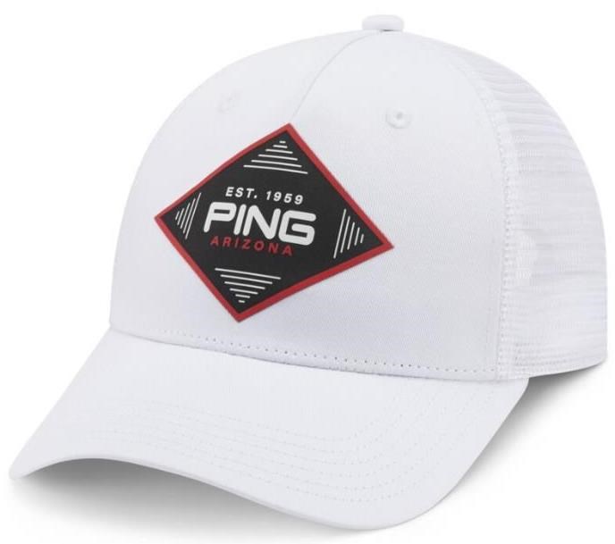 Ping Diamond Trucker Golf Cap, weiss