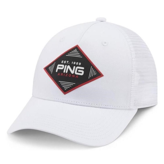 Ping Diamond Trucker Golf Cap, weiss