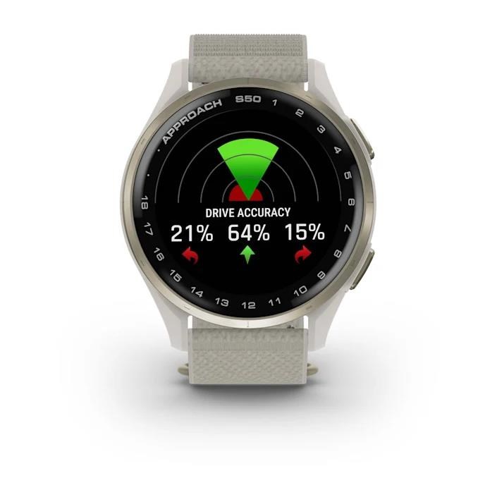 Garmin Approach S50 GPS Golfuhr, ivory nylon/cream gold aluminium