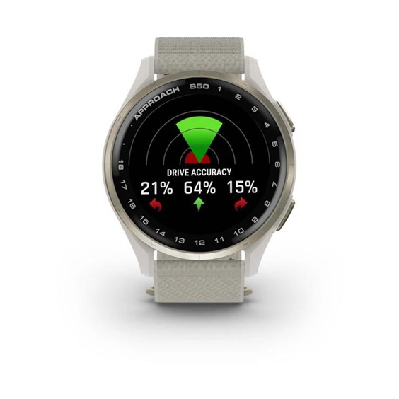 Garmin Approach S50 GPS Golfuhr, ivory nylon/cream gold aluminium