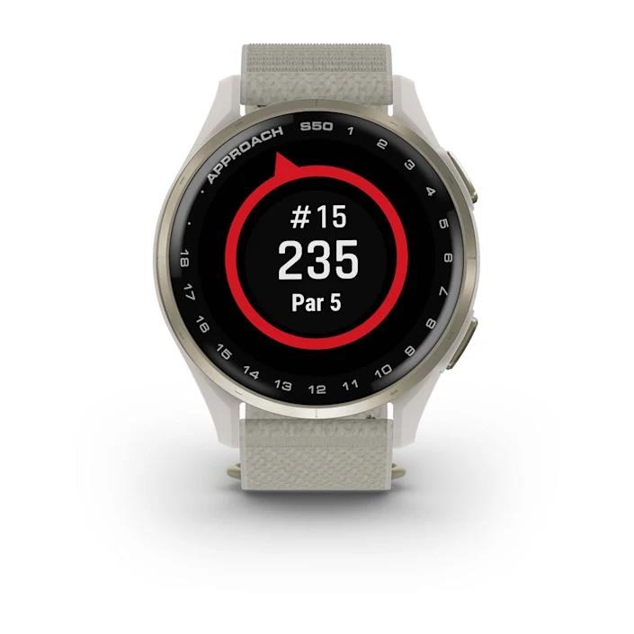 Garmin Approach S50 GPS Golfuhr, ivory nylon/cream gold aluminium