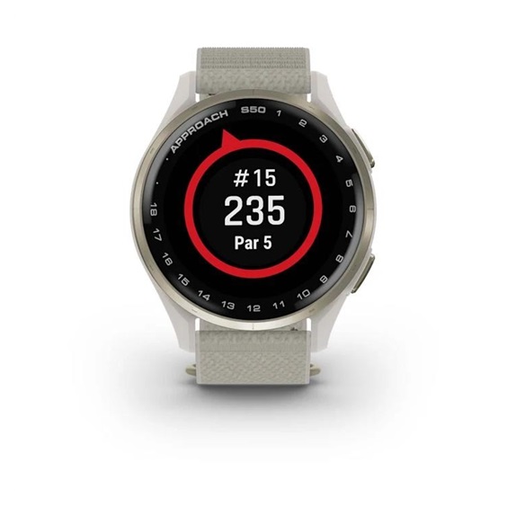 Garmin Approach S50 GPS Golfuhr, ivory nylon/cream gold aluminium