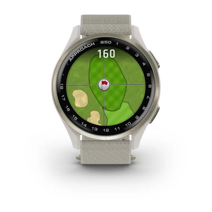 Garmin Approach S50 GPS Golfuhr, ivory nylon/cream gold aluminium
