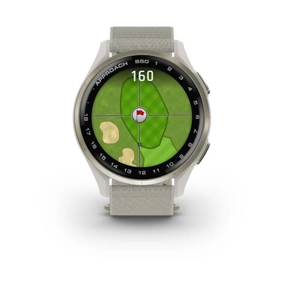 Garmin Approach S50 GPS Golfuhr, ivory nylon/cream gold aluminium