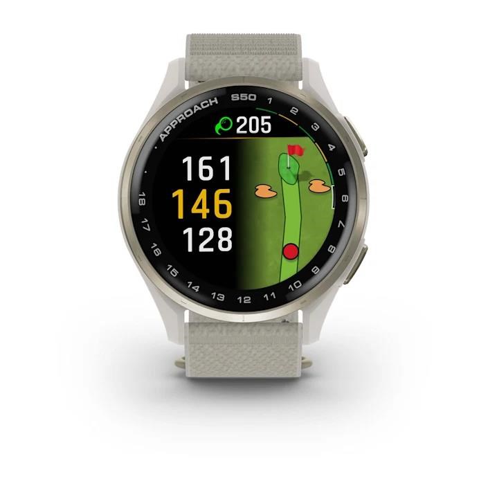 Garmin Approach S50 GPS Golfuhr, ivory nylon/cream gold aluminium