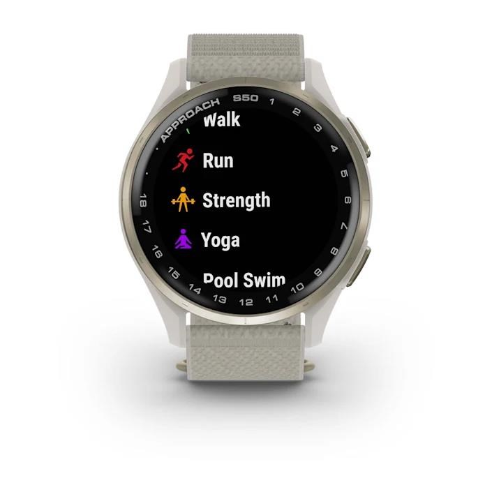 Garmin Approach S50 GPS Golfuhr, ivory nylon/cream gold aluminium