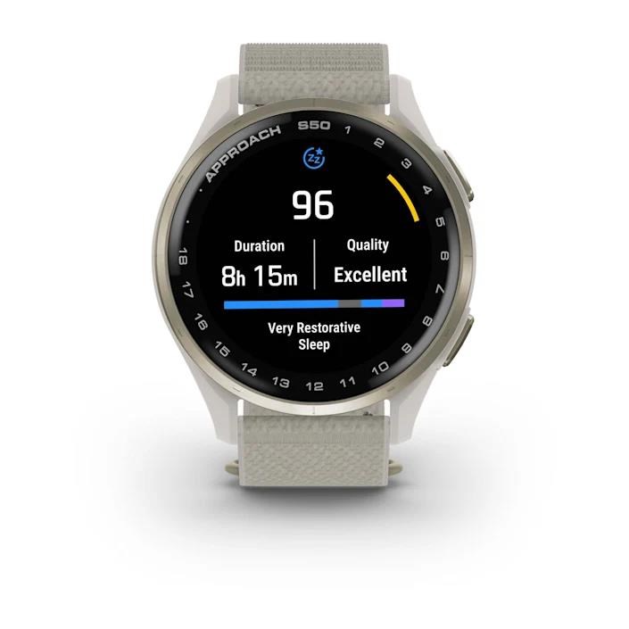 Garmin Approach S50 GPS Golfuhr, ivory nylon/cream gold aluminium