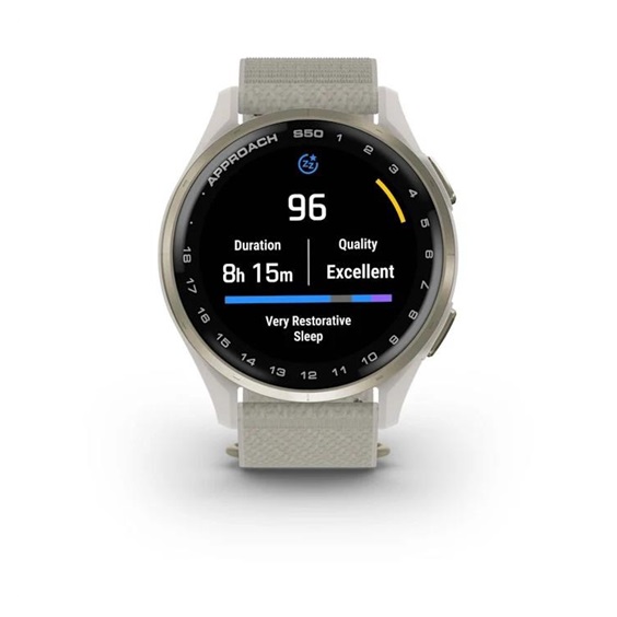 Garmin Approach S50 GPS Golfuhr, ivory nylon/cream gold aluminium