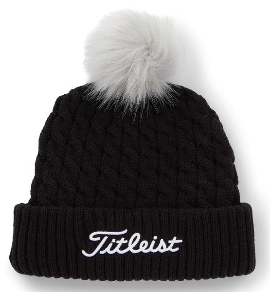 Titleist Cable Knit Pom Pom Damen Wintermütze, schwarz