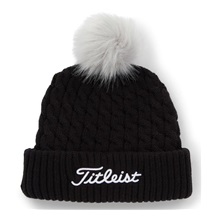 Titleist Cable Knit Pom Pom Damen Wintermütze, schwarz