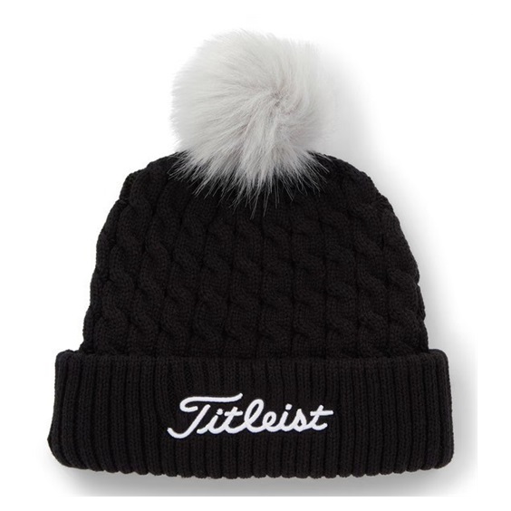 Titleist Cable Knit Pom Pom Damen Wintermütze, schwarz