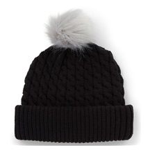 Titleist Cable Knit Pom Pom Damen Wintermütze, schwarz