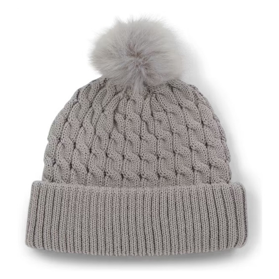 Titleist Cable Knit Pom Pom Damen Wintermütze, grau