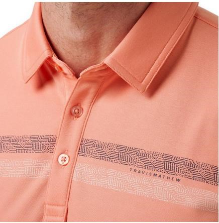 Travis Mathew Roaming Routes Herren Poloshirt, coral fusion