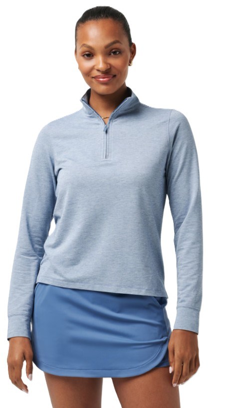 Travis Mathew Featherweightt Active zip long sleeve Damen Poloshirt, blau