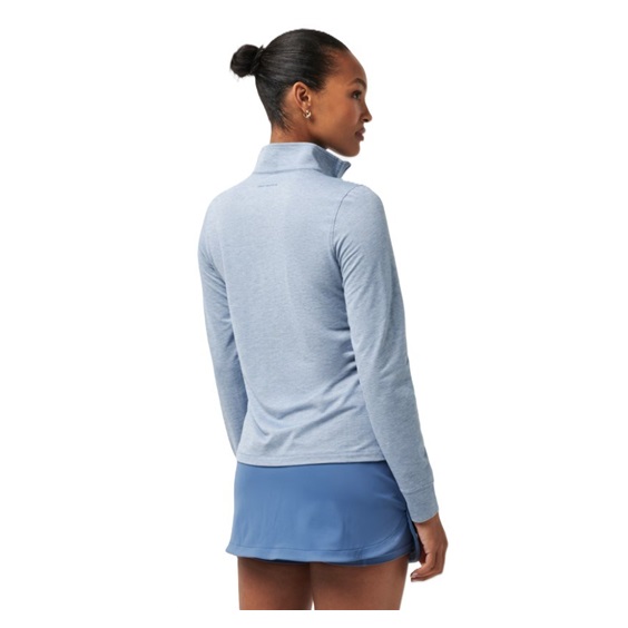 Travis Mathew Featherweightt Active zip long sleeve Damen Poloshirt, blau