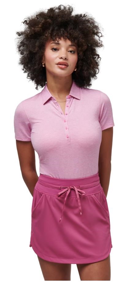 Travis Mathew Featherweight Active Damen Poloshirt, heather red violet