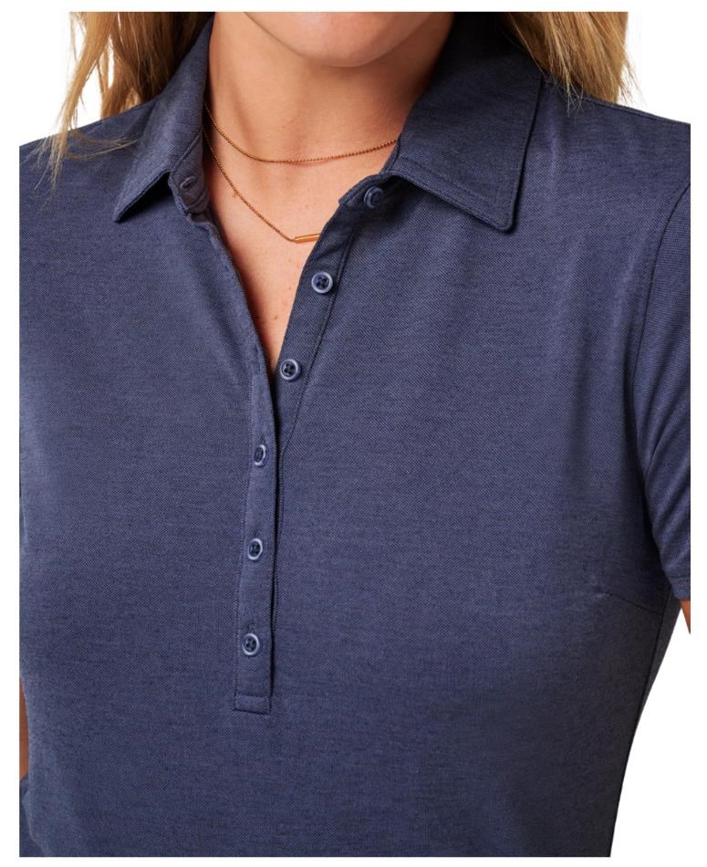 Travis Mathew Featherweight Active Damen Poloshirt, heather navy blazer