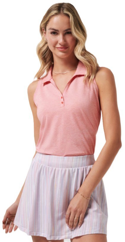 Travis Mathew Featherweight Active Damen ärmellos Poloshirt, lachsfarben
