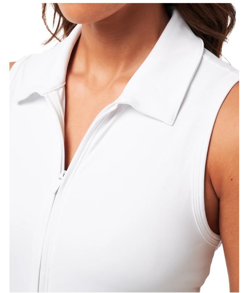 Travis Mathew Moveknit Sleeveless Polo Golfkleid, weiss