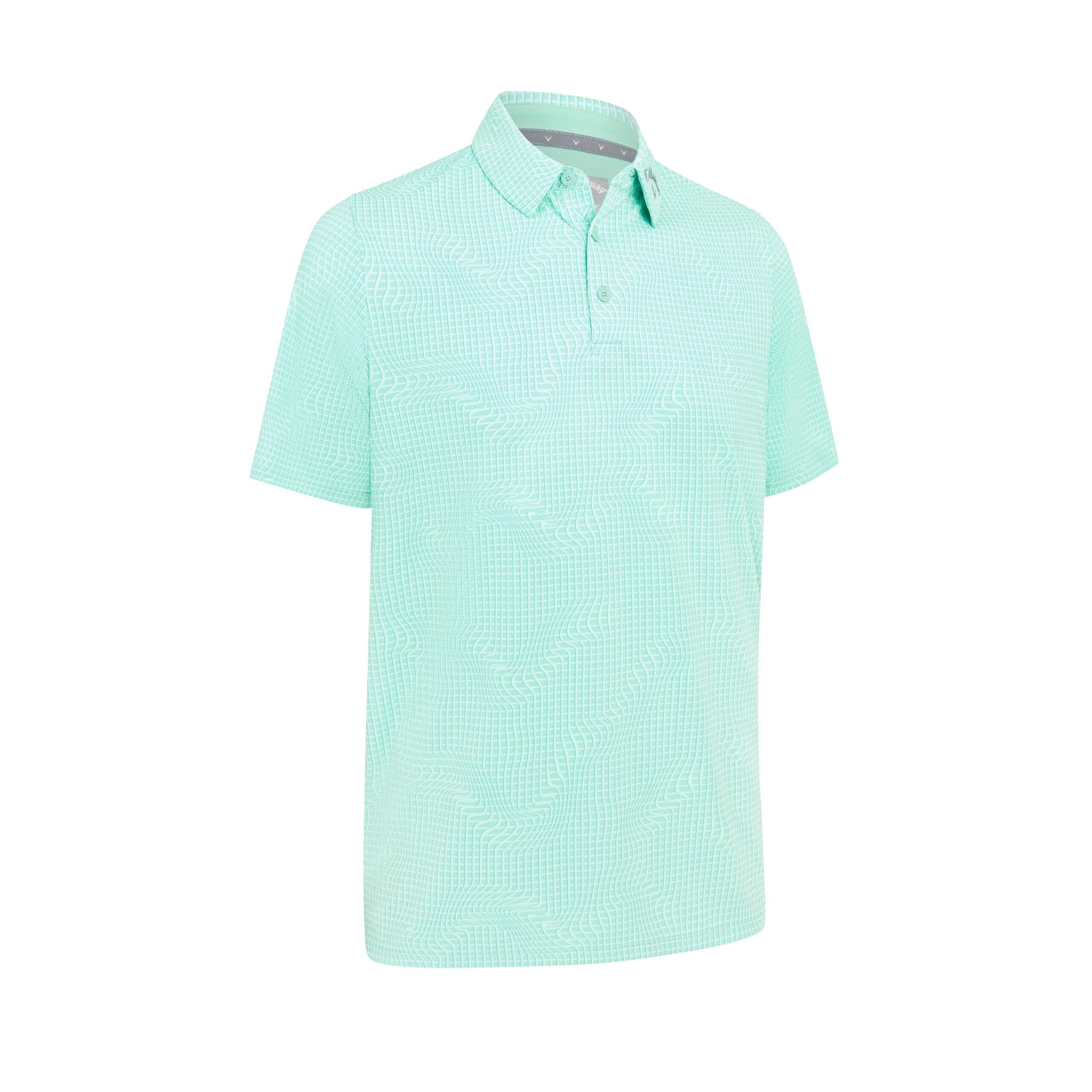 Callaway Warped Gingham Print Herren Poloshirt, neptune green